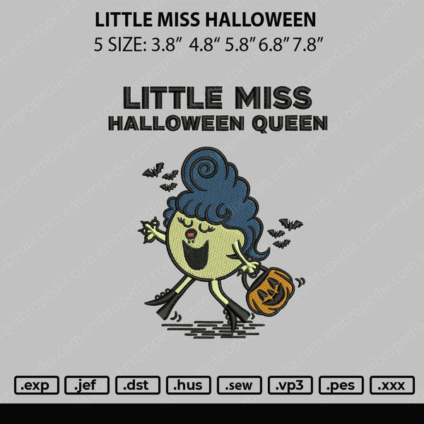 Little Miss Halloween Embroidery File 5 sizes