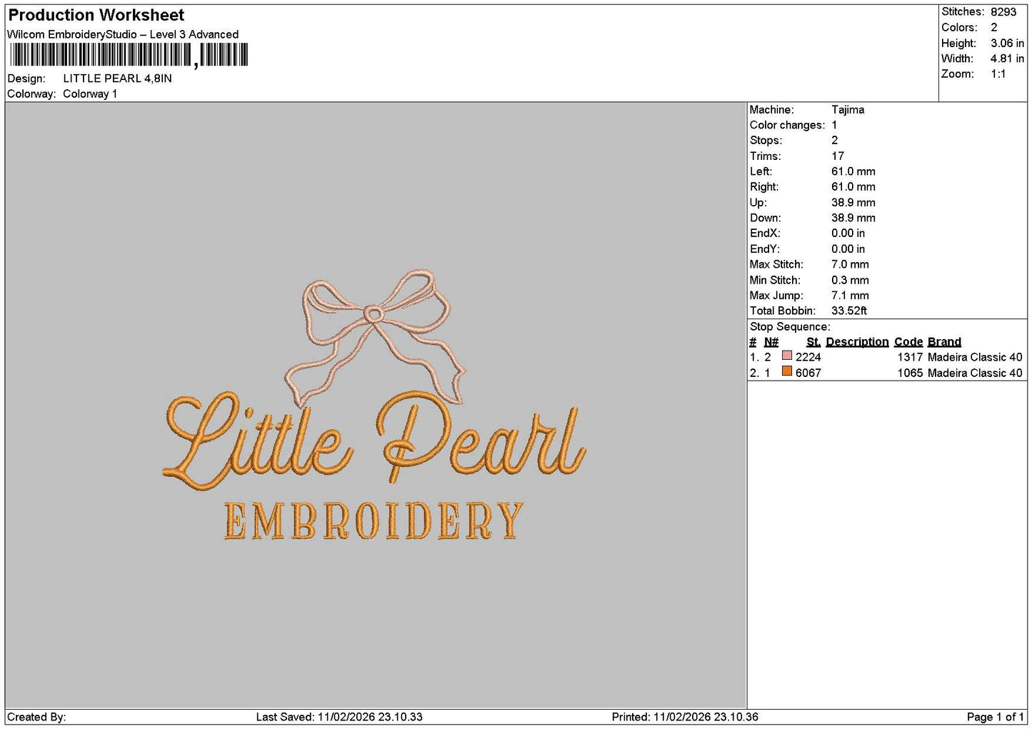 Pearltext 1102 Embroidery File 6 sizes