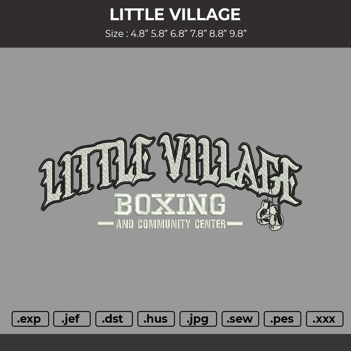 Little Village Embroidery File 6 sizes