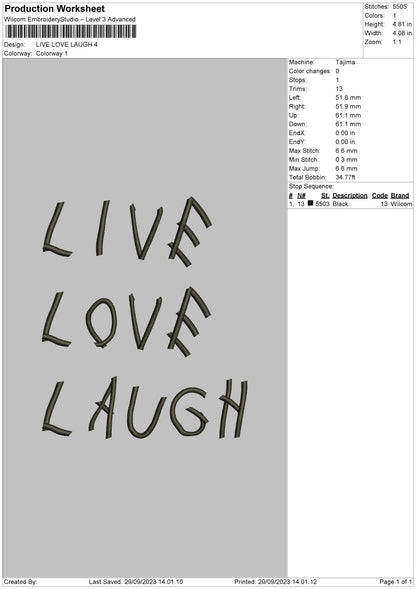 Live Love Embroidery File 6 sizes
