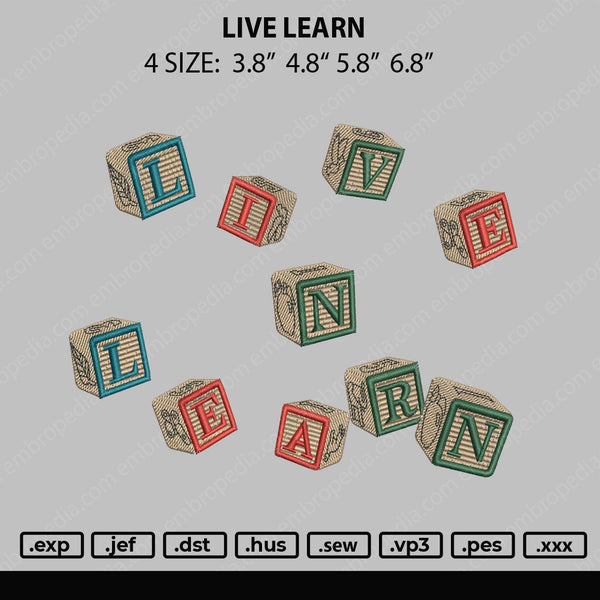 Live Learn Embroidery File 4 size