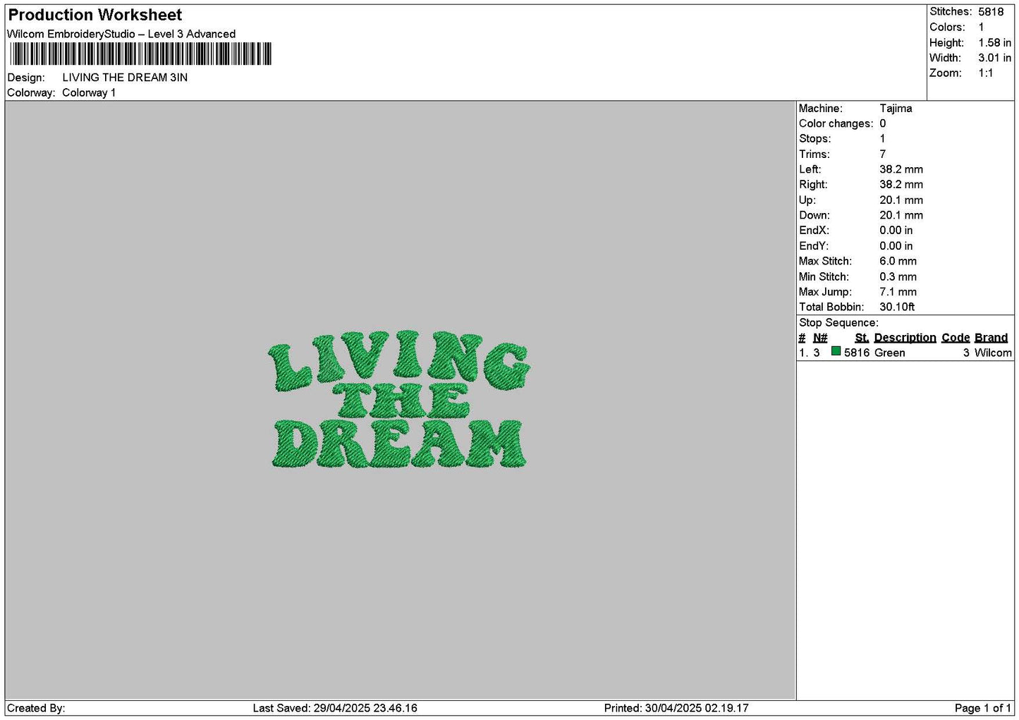 Livingtext 2904 Embroidery File 6 sizes