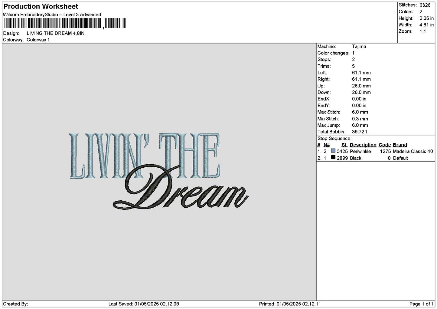 Livingtext 0105 Embroidery File 6 sizes