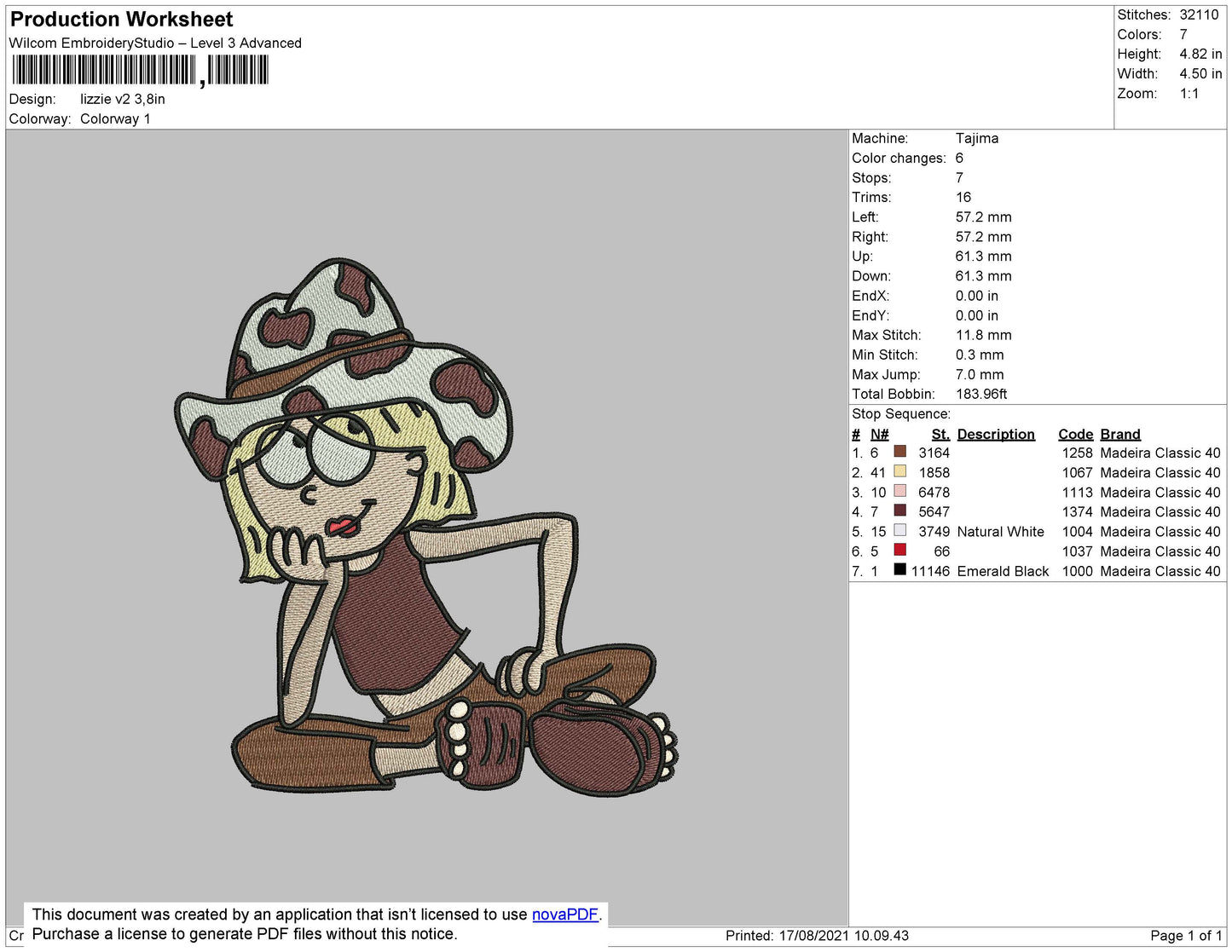 Lizzie v2 Embroidery File 4 size