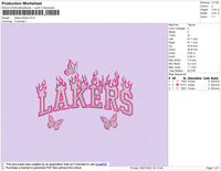 Lakers Flames Embroidery File 4 size