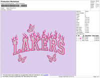 Lakers Flames Embroidery File 4 size