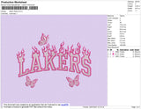 Lakers Flames Embroidery File 4 size