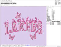 Lakers Flames Embroidery File 4 size