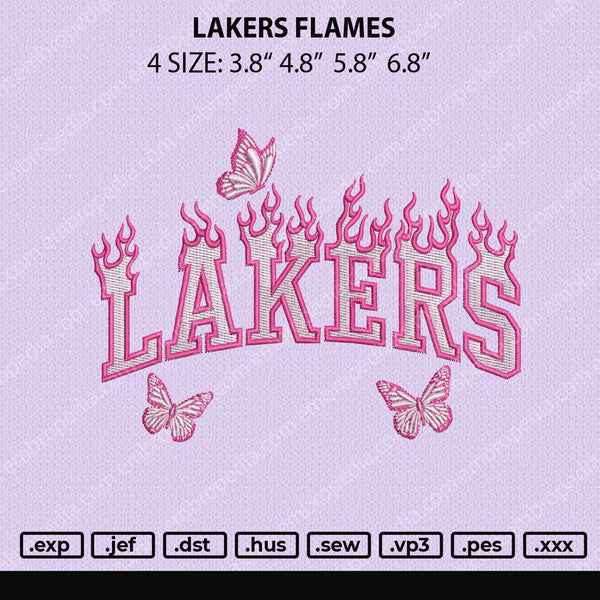 Lakers Flames Embroidery File 4 size
