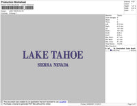 Lake Tahoe Embroidery File 4 size