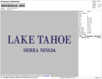 Lake Tahoe Embroidery File 4 size
