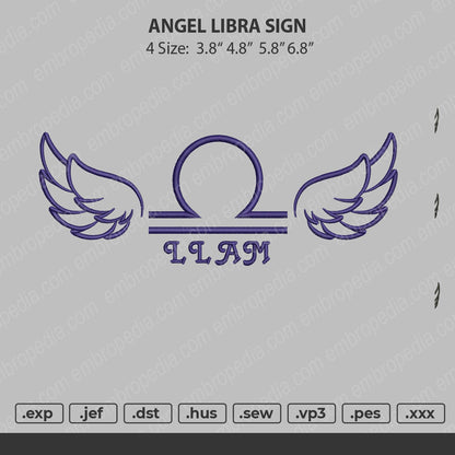 Angel Libra Sign embroidery file
