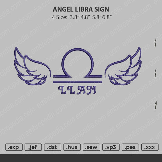 Angel Libra Sign embroidery file
