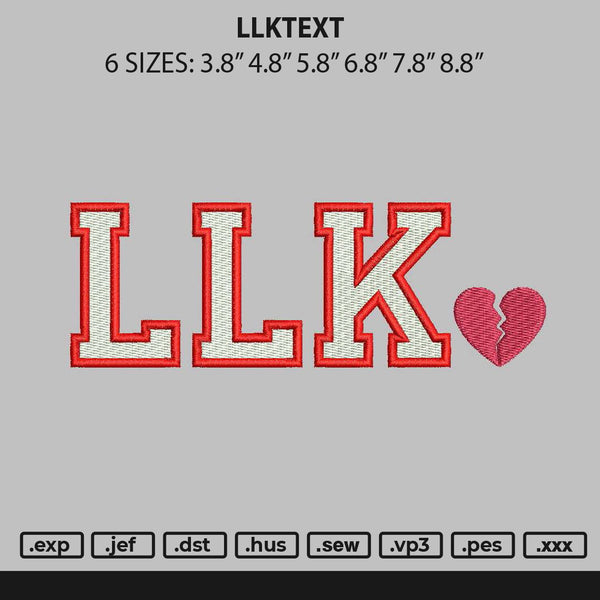 Llktext Embroidery File 6 sizes