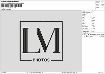 Lm Photos Embroidery Machine Design File 6 sizes