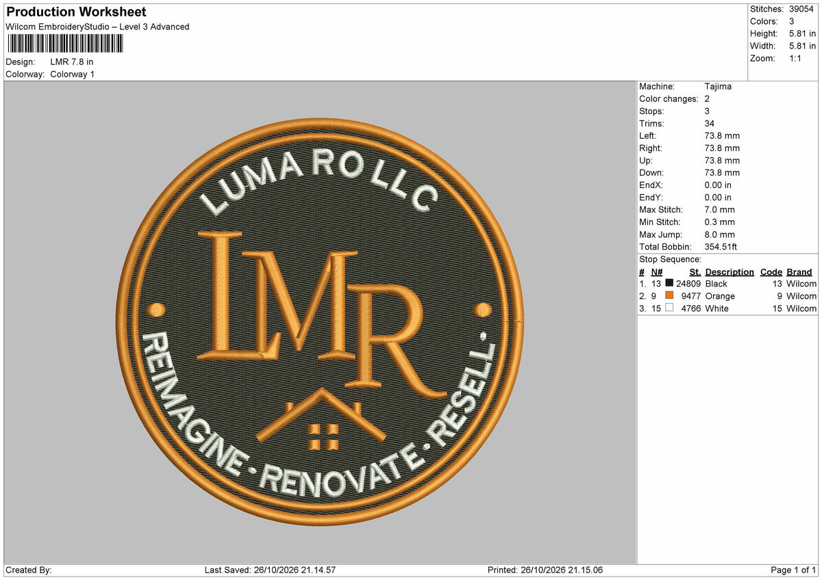 Lmrtext Circle Embroidery Machine Design File 6 sizes