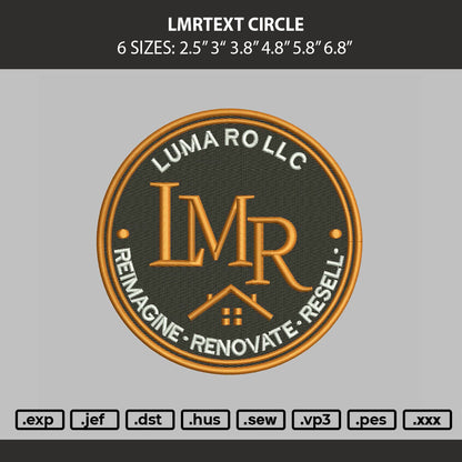 Lmrtext Circle Embroidery Machine Design File 6 sizes