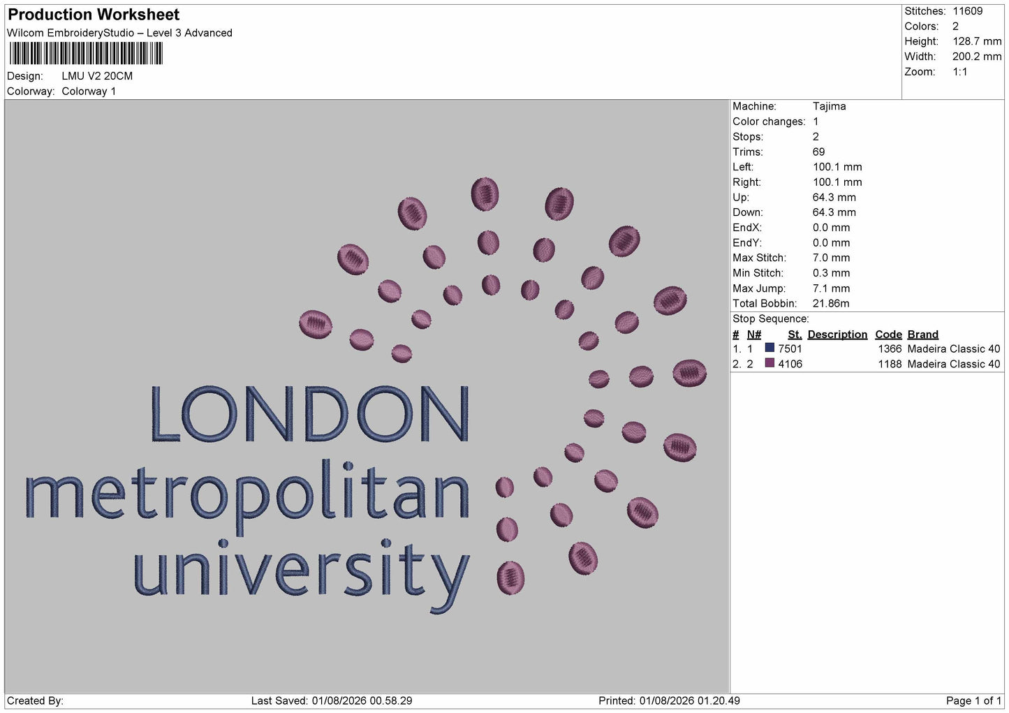 Londontext V2 Embroidery Machine Design File 6 sizes