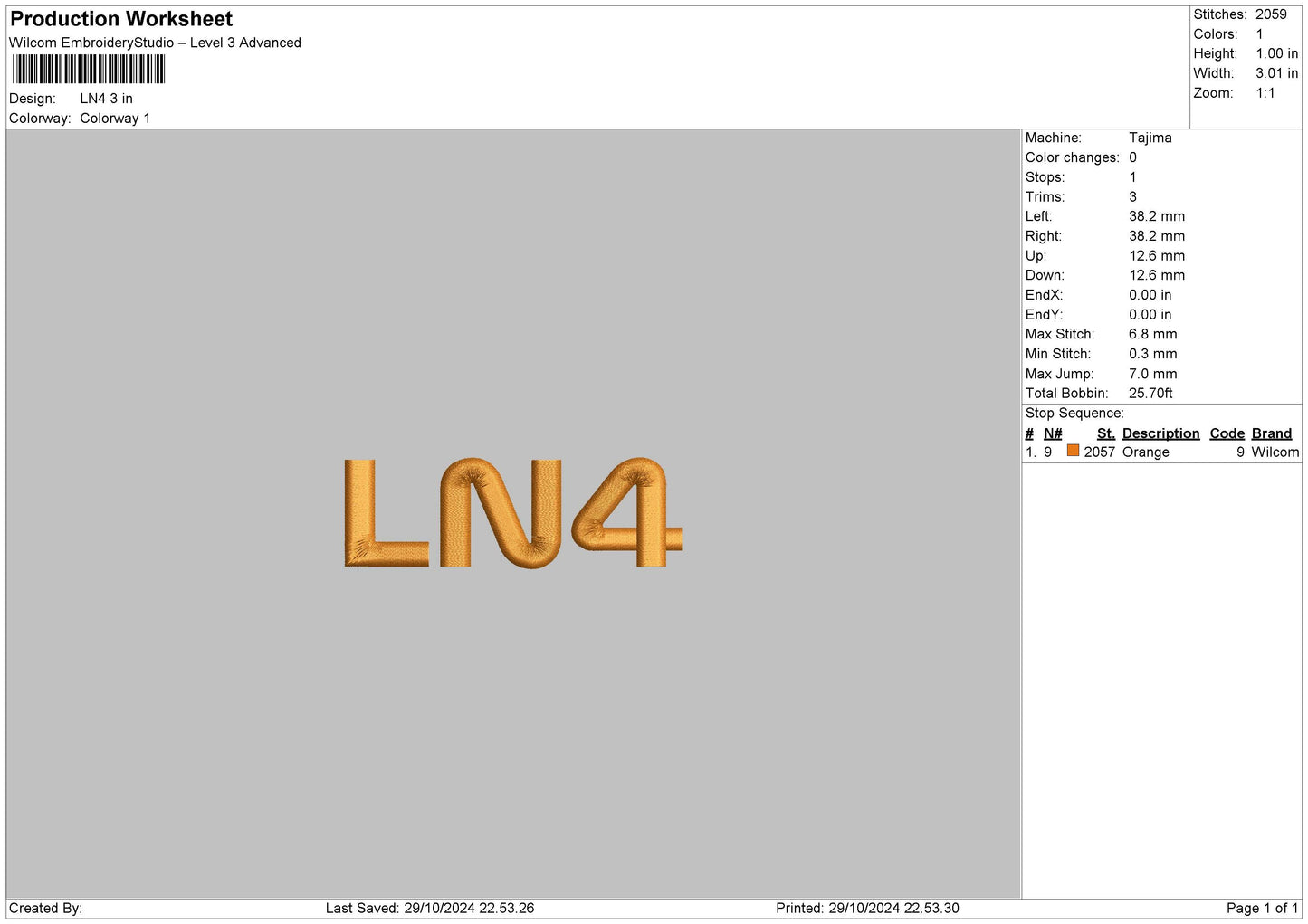 Ln4text Embroidery File 6 Sizes