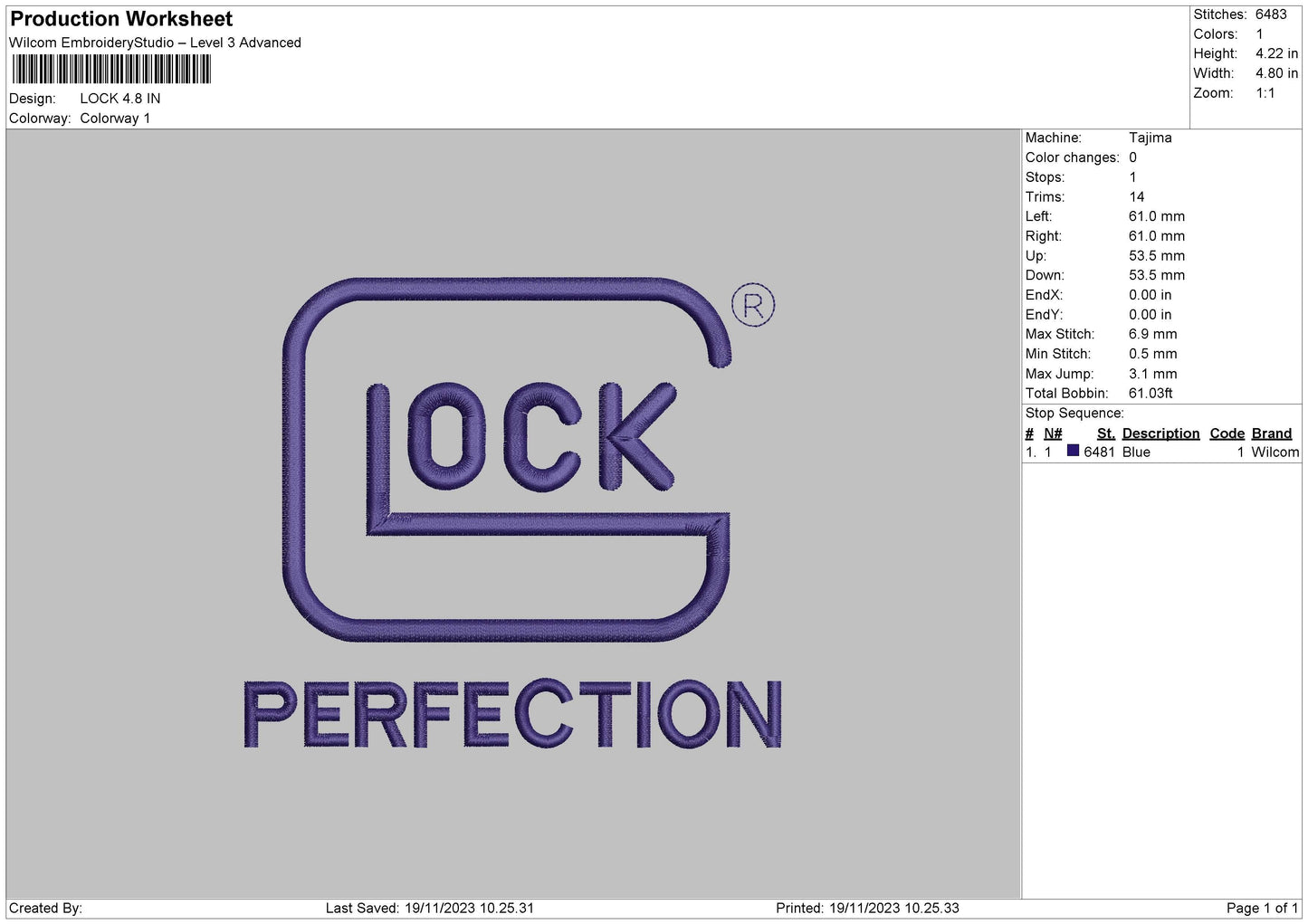 Lock Text Embroidery File 6 sizes