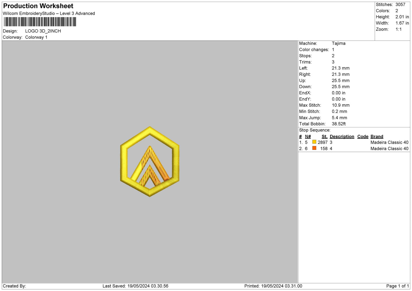 Logo1905 Embroidery File 6 sizes
