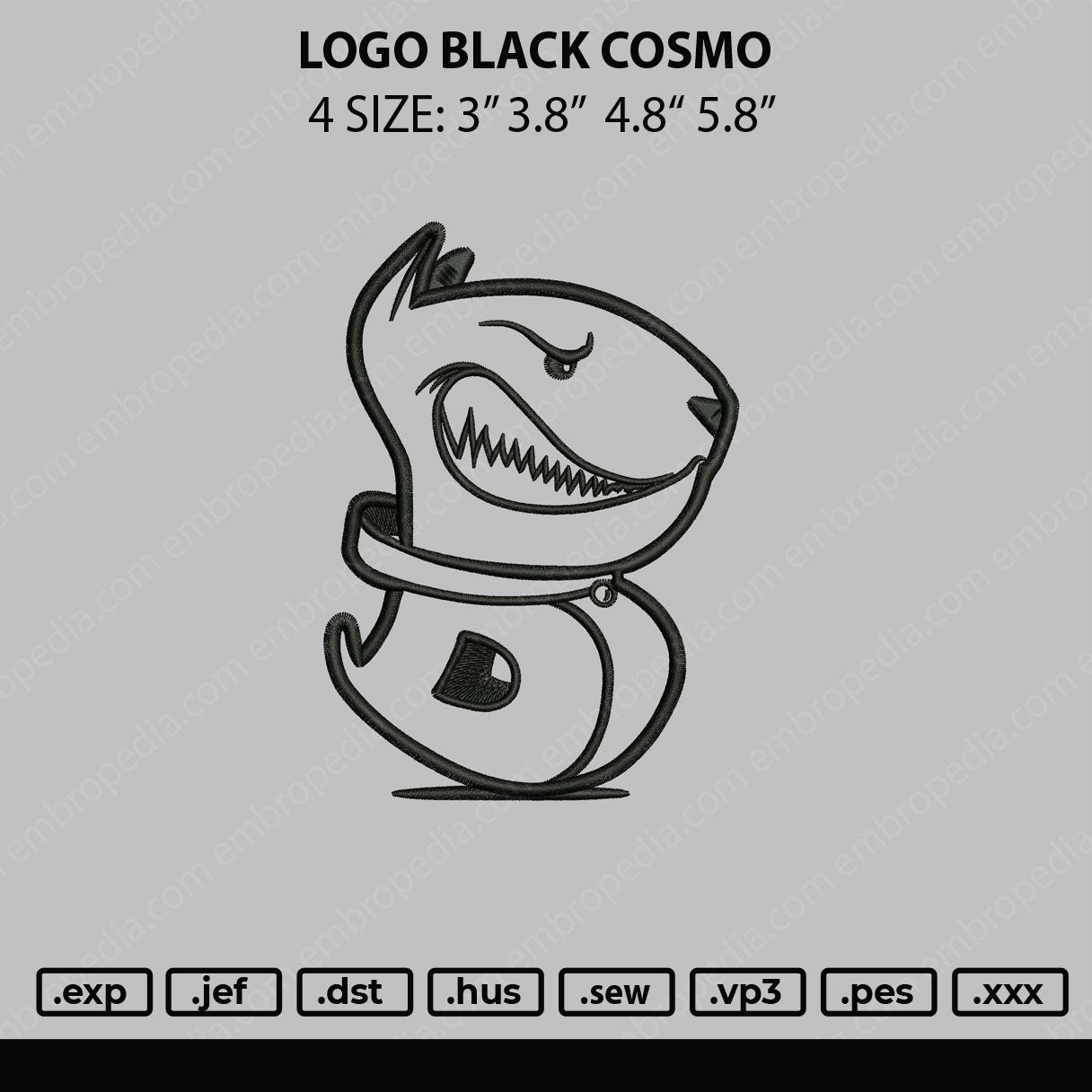 Logo Black Cosmo Embroidery File 4 size
