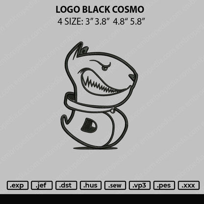 Logo Black Cosmo Embroidery File 4 size