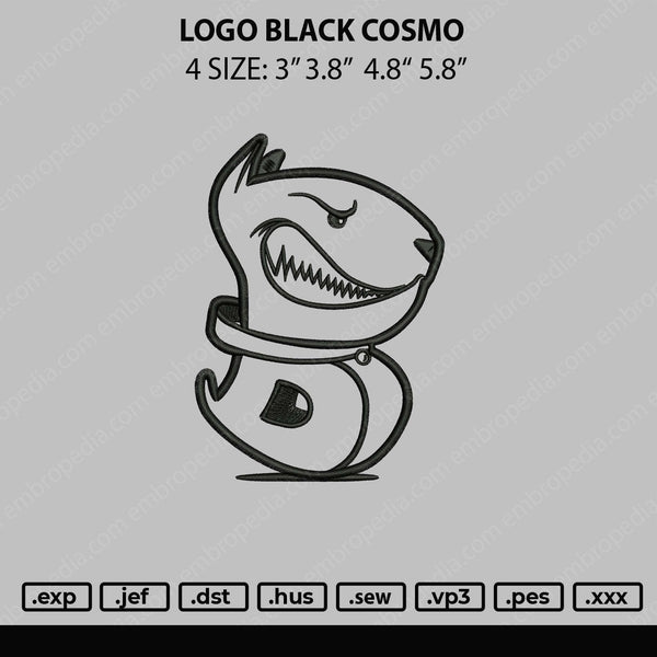 Logo Black Cosmo Embroidery File 4 size