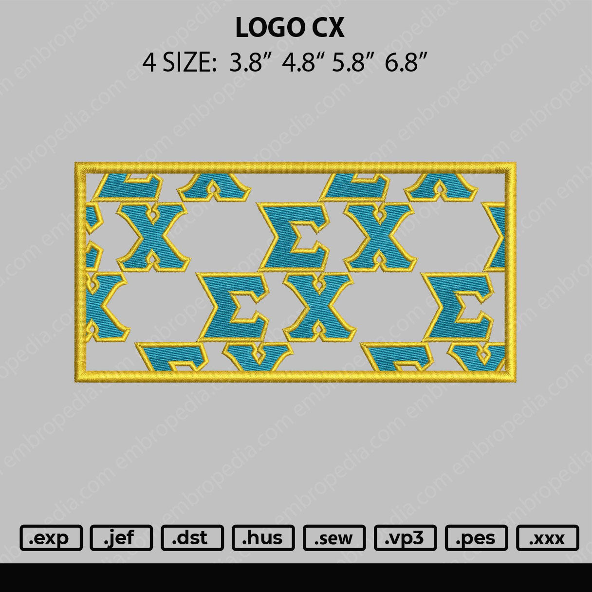 Logo CX Embroidery File 4 size