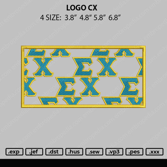 Logo CX Embroidery File 4 size