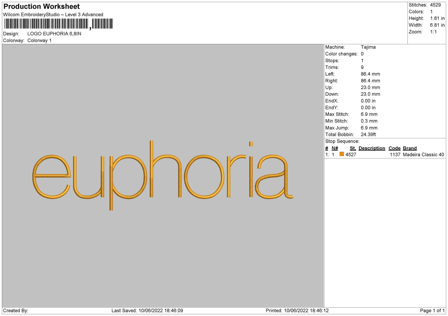 Euphoria Text Embroidery File 4 size