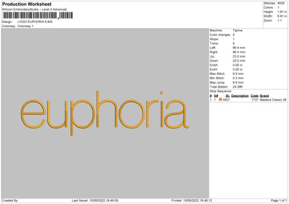 Euphoria Text Embroidery File 4 size