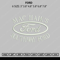 Ford Embroidery File 6 sizes