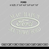 Ford Embroidery File 6 sizes