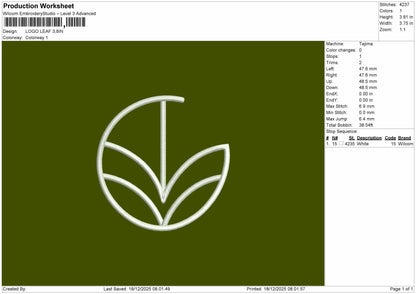 LOGO LEAF Embroidery File 6 sizes