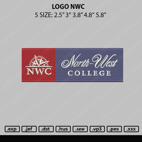 Logo Nwc Embroidery File 5 sizes