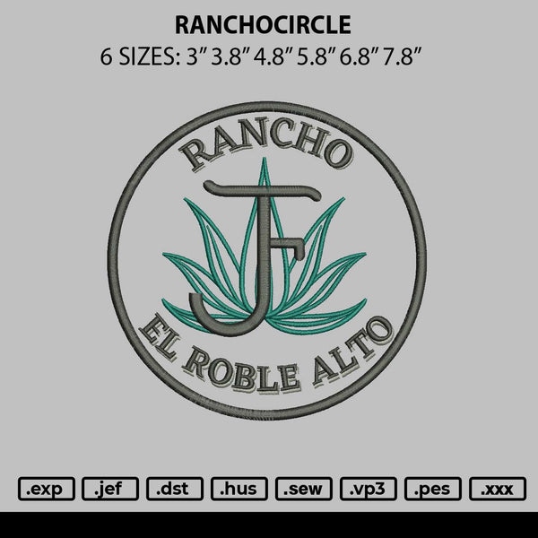 Ranchocircle Embroidery File 6 sizes