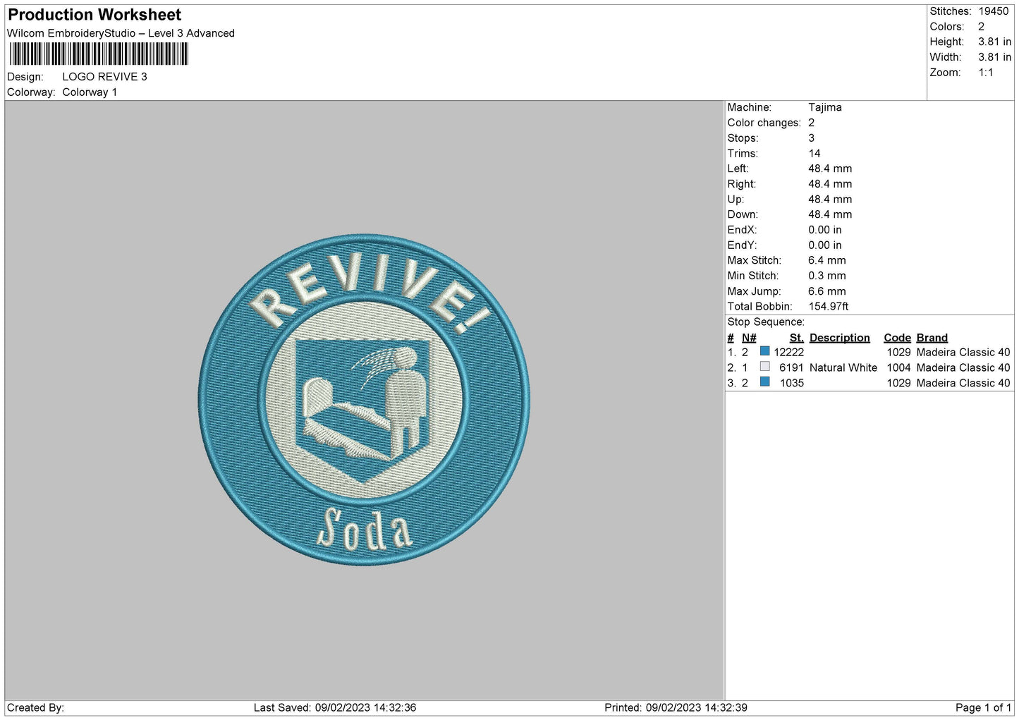Revive L Embroidery File 6 sizes