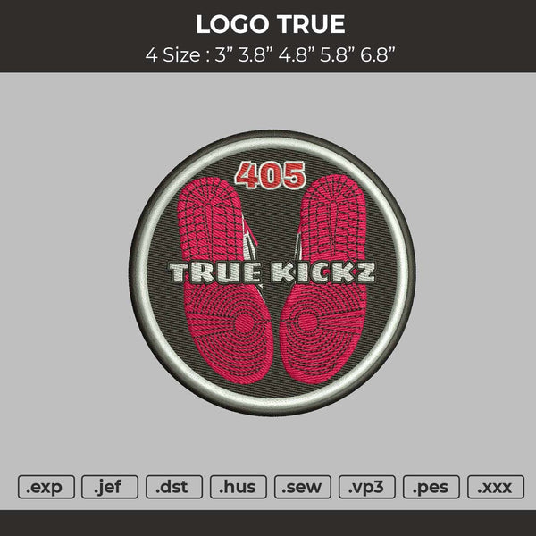 Logo True Embroidery File 4 size