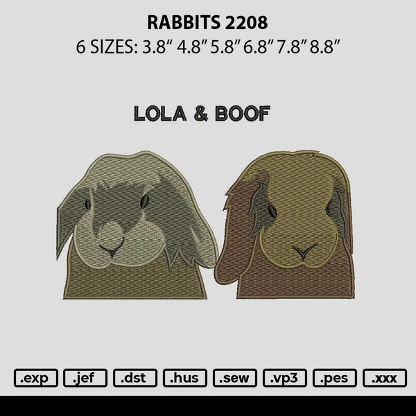 Rabbits 2208 Embroidery File 6 sizes