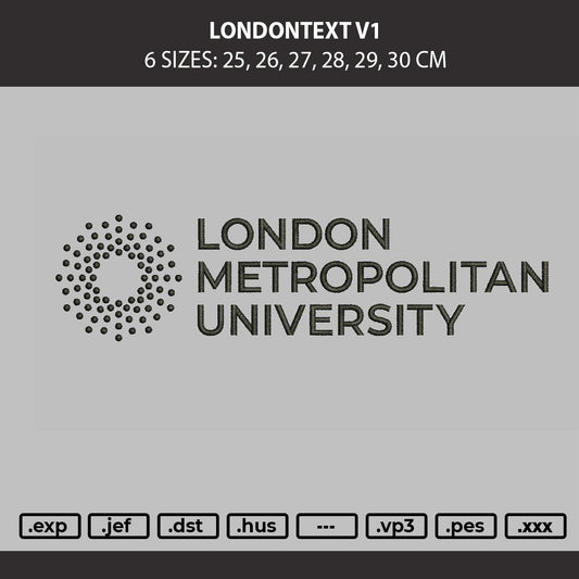 London Text V1 Embroidery Machine Design File 6 sizes
