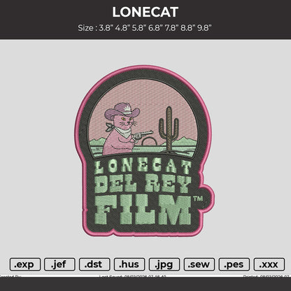 LONECAT Embroidery File 6 sizes