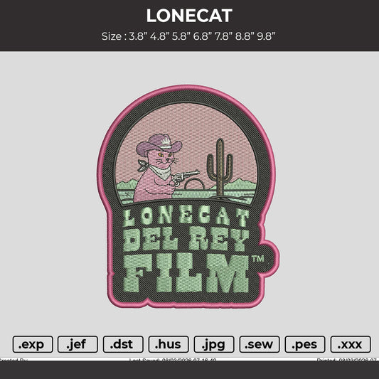 LONECAT Embroidery File 6 sizes