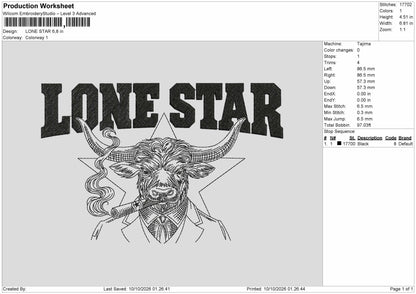 Star Text 0910 Embroidery Machine Design File 6 sizes