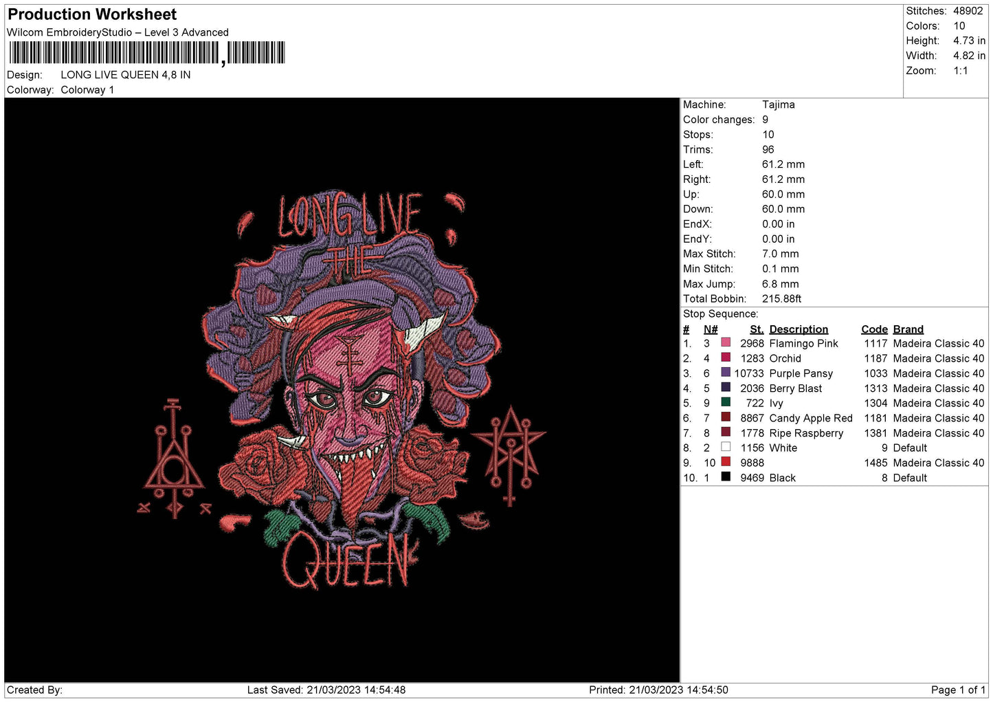 Ll Queen Embroidery File 6 sizes