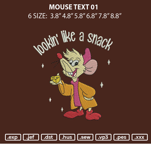 Mouse Text 01 Embroidery File 6 sizes