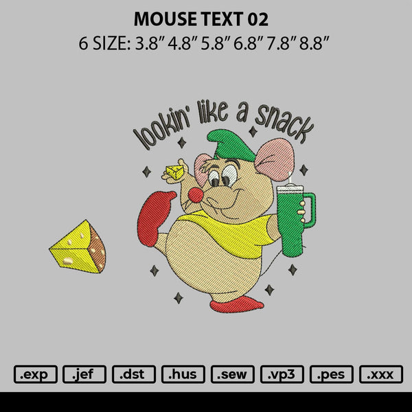 Mouse Text 02 Embroidery File 6 sizes