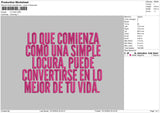 Lo Que Text Embroidery File 6 sizes