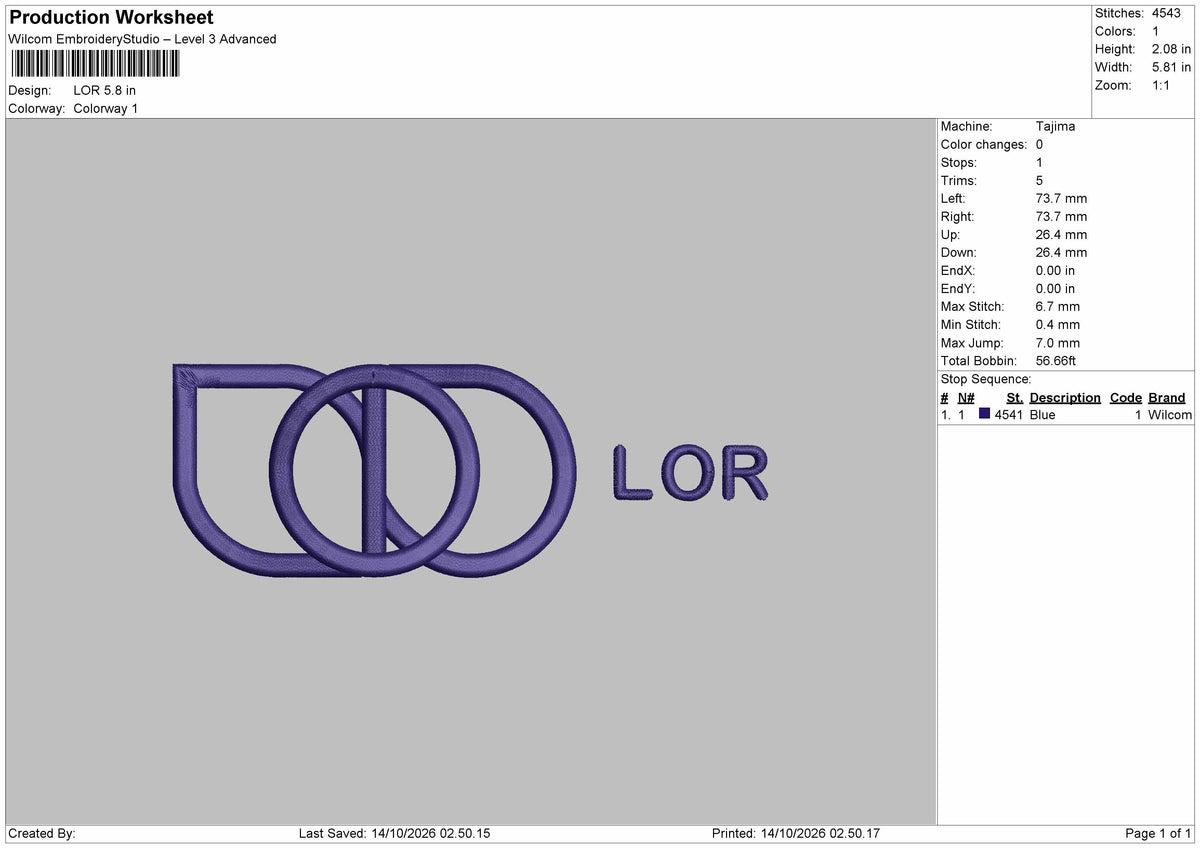 Lor Text Embroidery Machine Design File 6 sizes