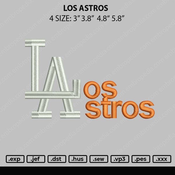 Los Astros Embroidery File 4 size